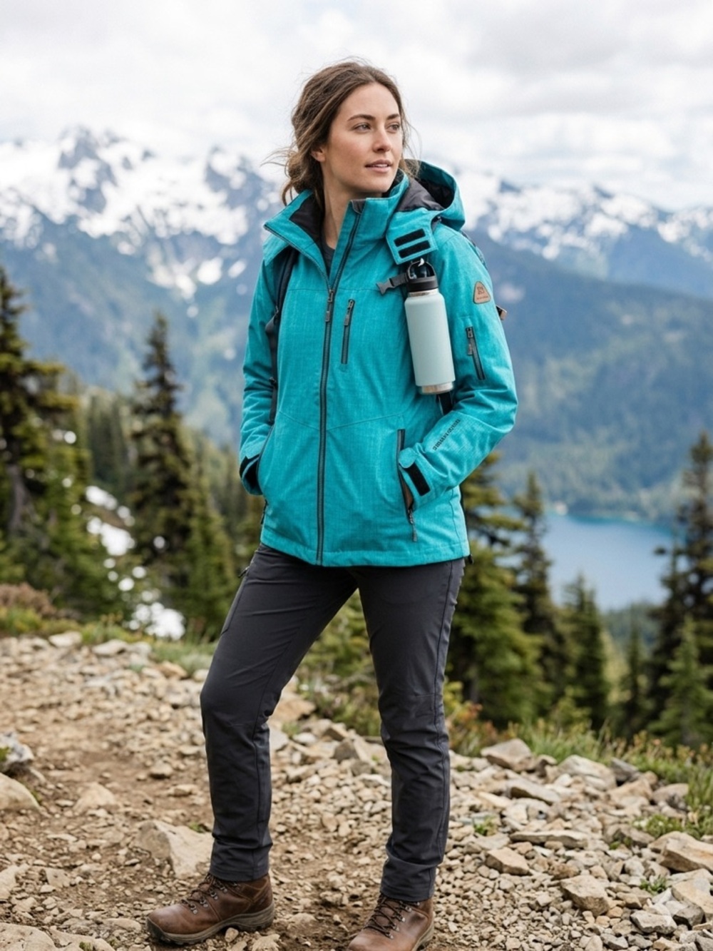 Avalanche Teal Waterproof Ski Jacket with Hood